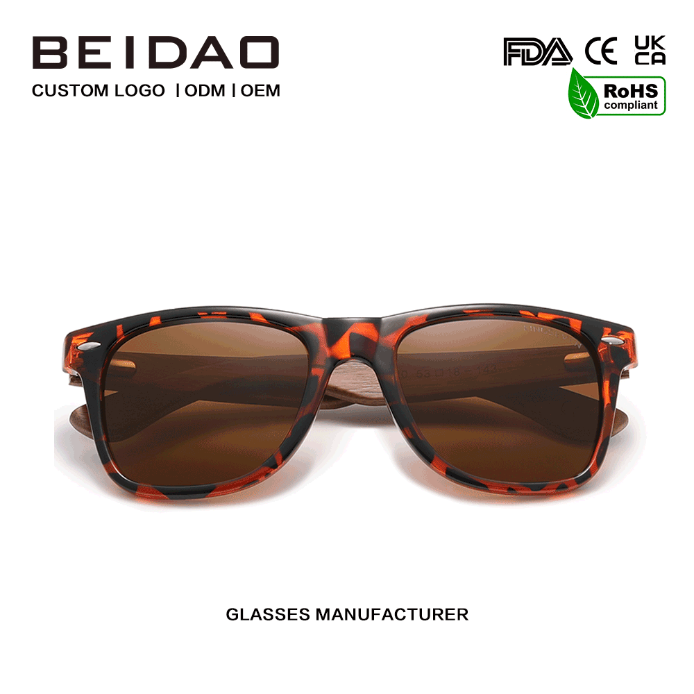 Klassik Qoz Anti-Reflective Retro Leopard printli Günəş eynəyi